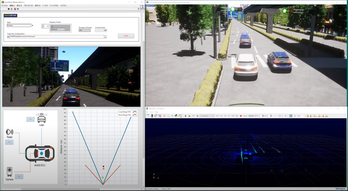 理経が開発した「車両開発用VR空間」を日本NI社が取り扱う「monoDrive」と連携　～高精度センサーシミュレーションをフォトリアルなVR空間で実現～